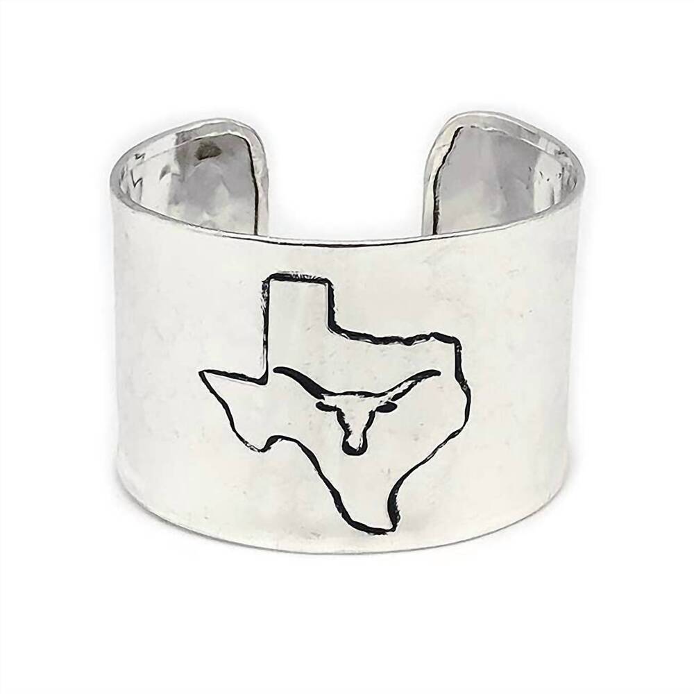 NEW ANJU women's texas longhorn cuff bracelet in silver
